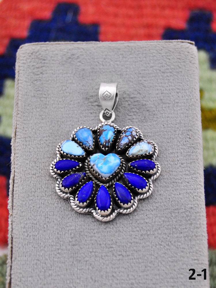 Southwest Handmade Multi Stone & Sterling Silver Pendant