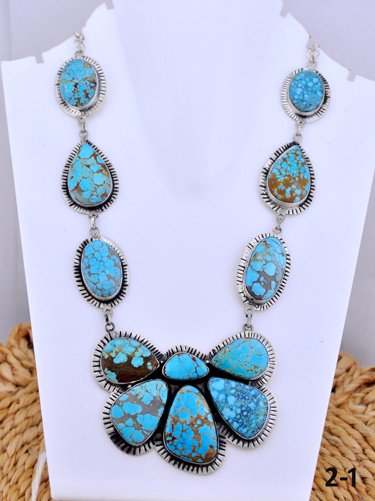 Southwest Made No.8 Turquoise & Sterling Silver Naja Necklace