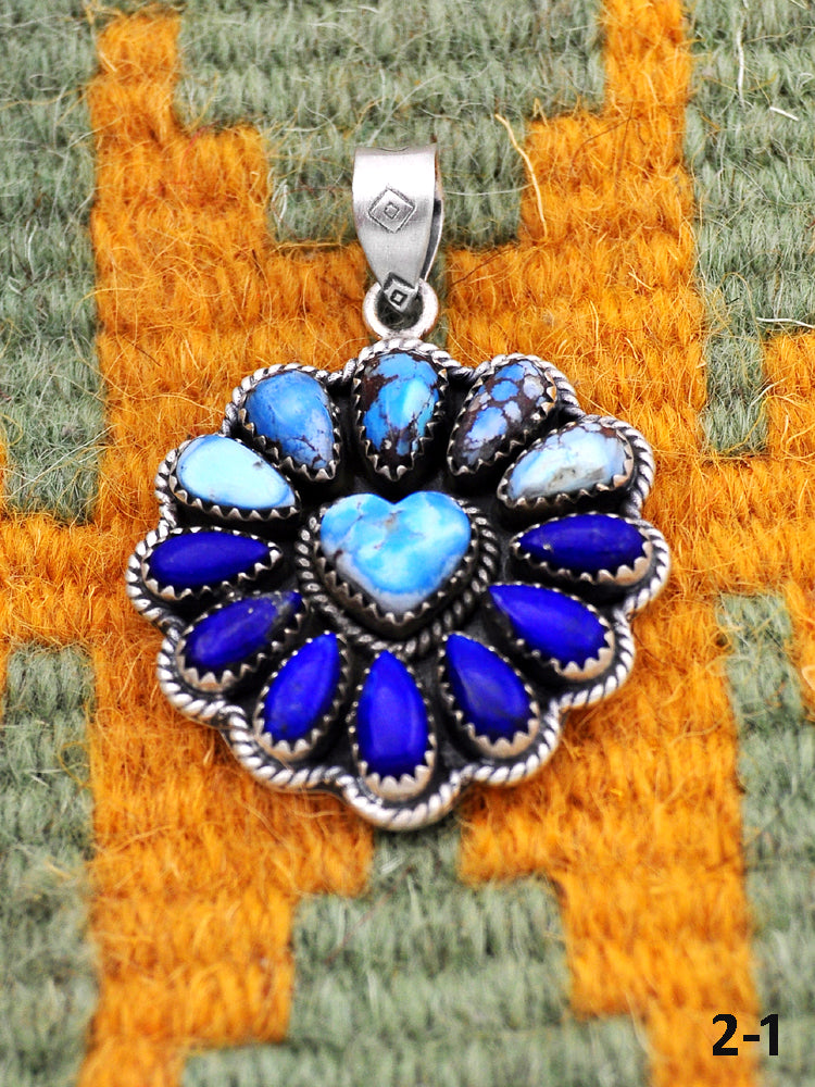 Southwest Handmade Multi Stone & Sterling Silver Pendant