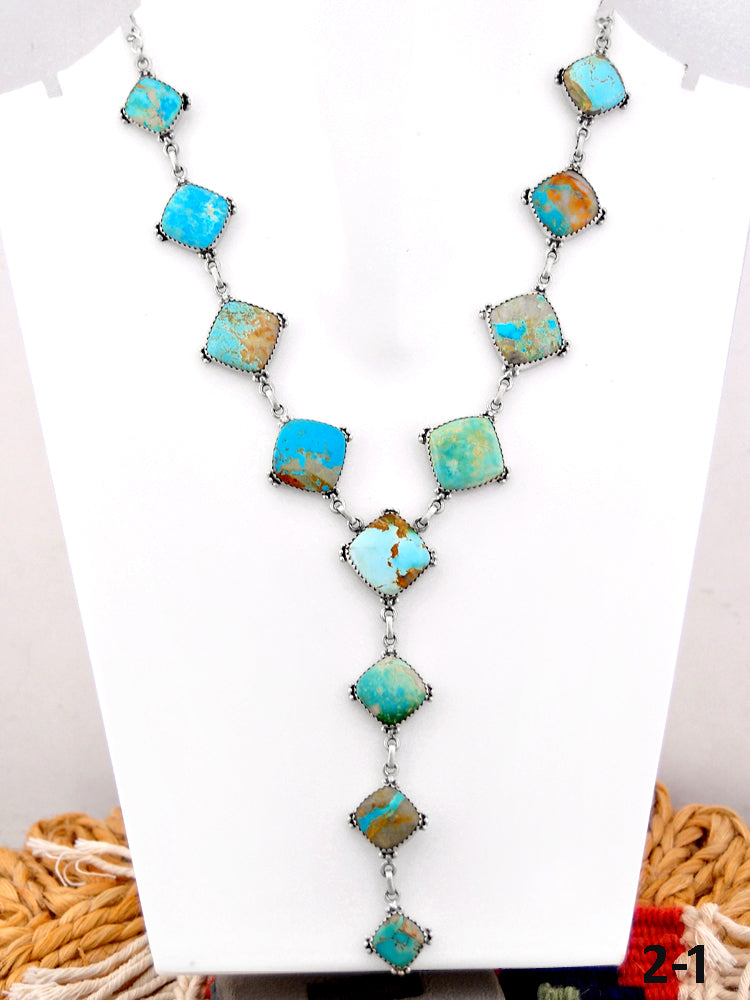 Southwest Handmade Ribbon Royston Turquoise & Sterling Silver Necklace