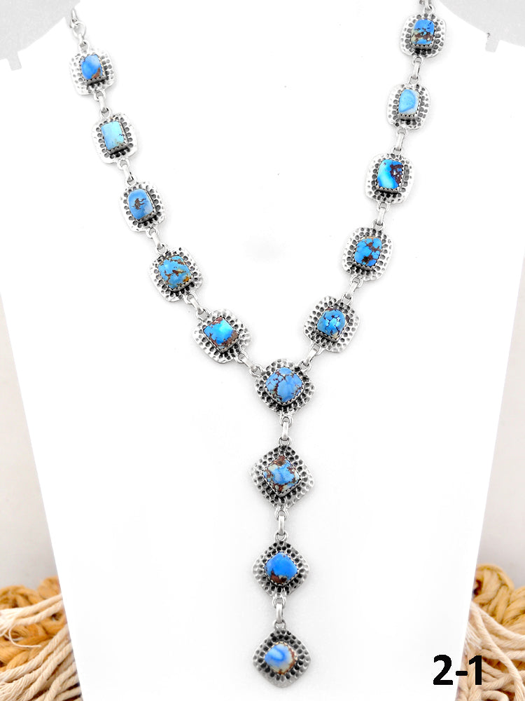 Southwest Handmade Golden Hill’s Turquoise & Sterling Silver Necklace
