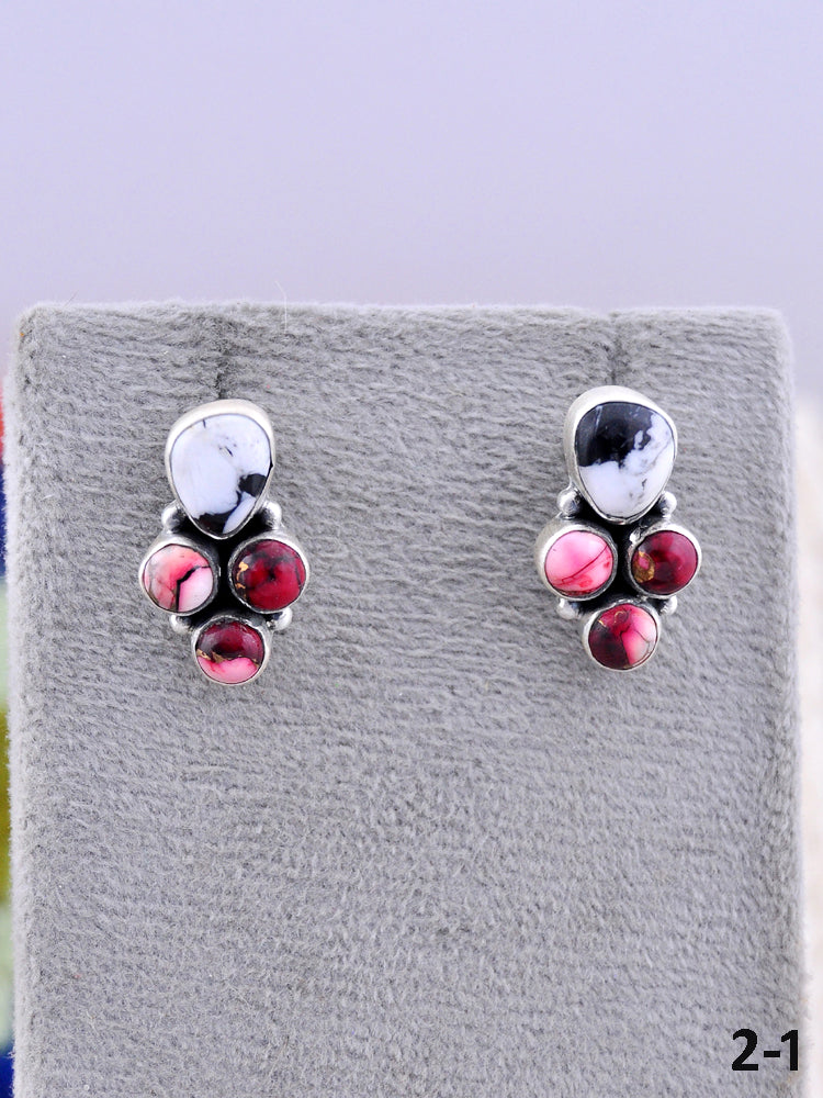 Southwest Made Multistone & Sterling Silver Post Earrings