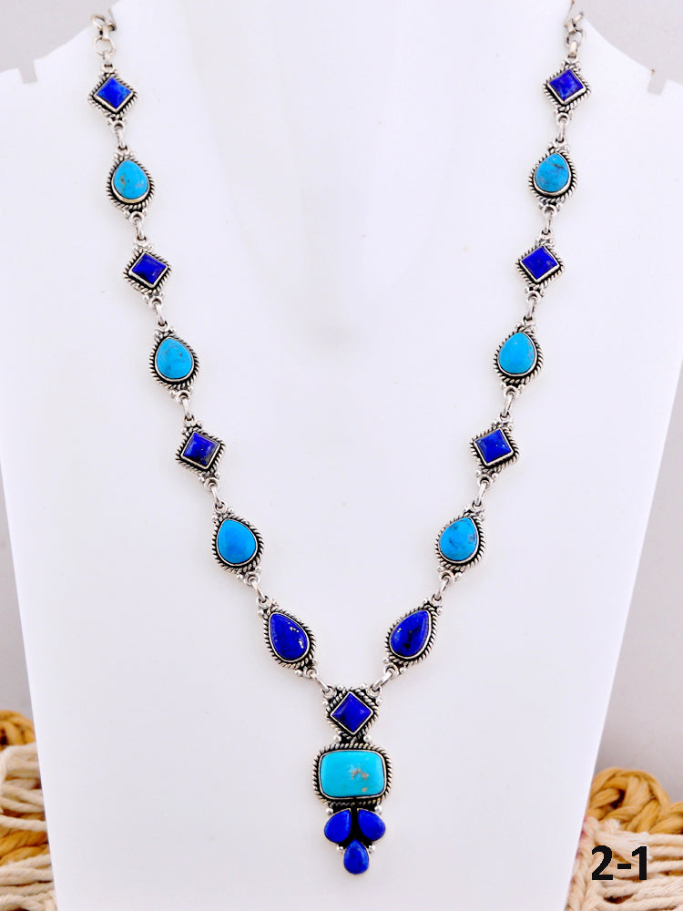 Southwest Handmade Multi Stone & Sterling Silver Necklace