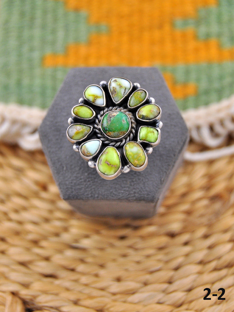 Southwest Made Multi Stone & Sterling Silver Adjustable Ring