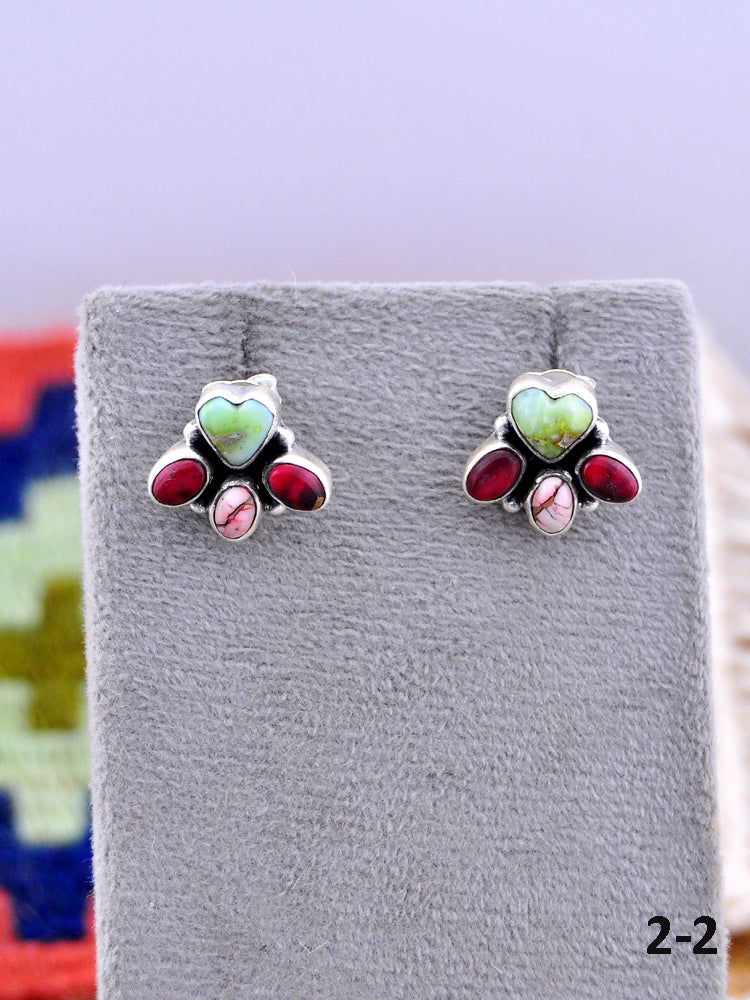 Southwest Made Multistone & Sterling Silver Post Earrings