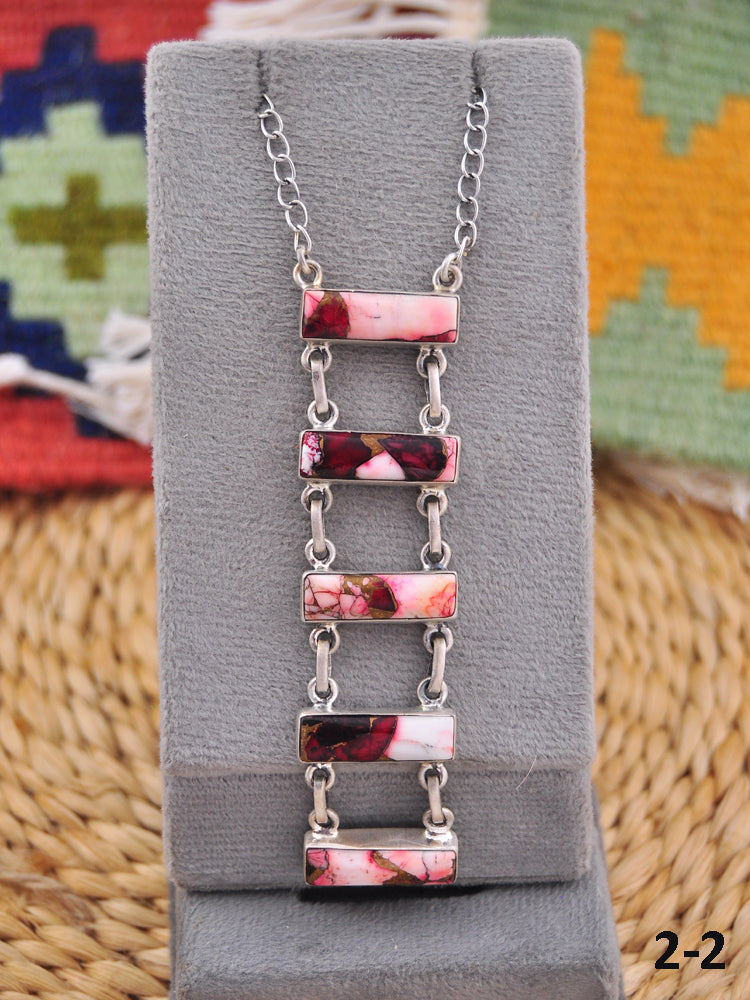 Southwest Made Rose Dahlia & Sterling Silver Necklace