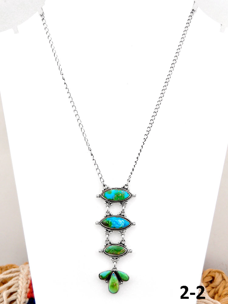 Southwest Handmade Sonoran Mountain Turquoise & Sterling Silver Necklace
