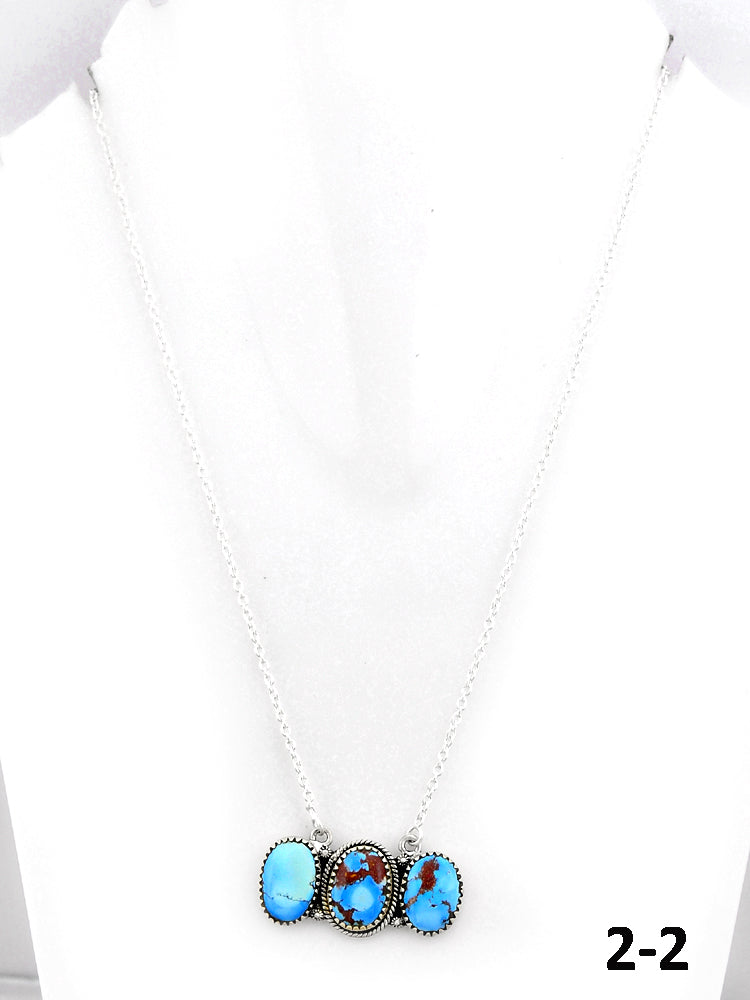 Southwest Made Golden Hills Turquoise & Sterling Silver Necklace