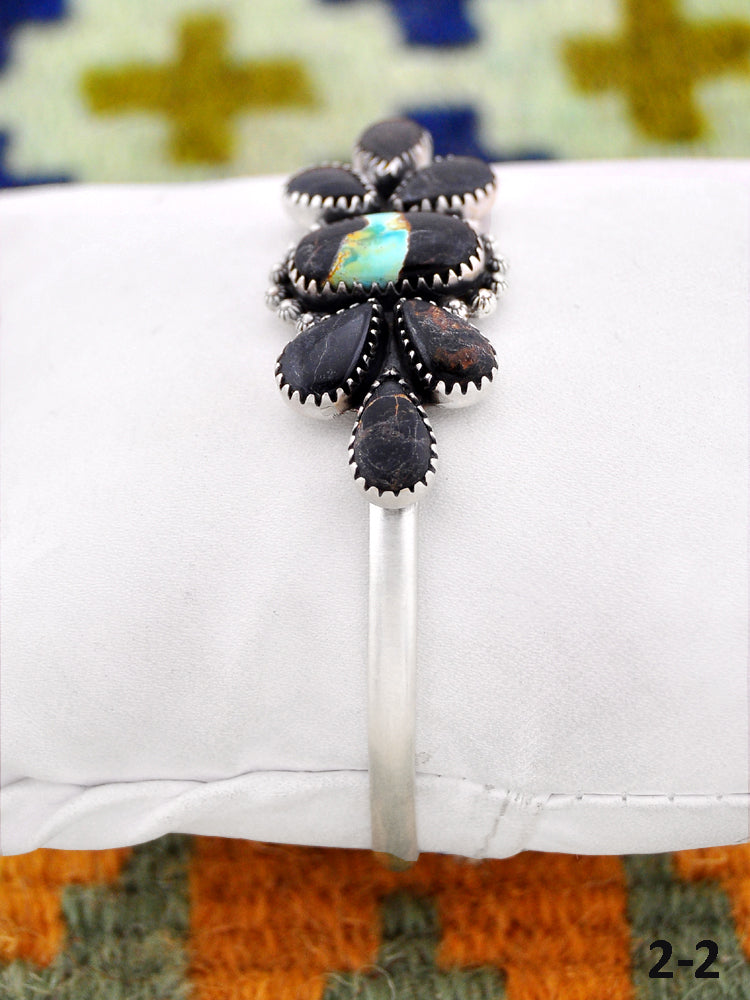 Southwest Handmade Black jack & Sterling Silver Cuff Bracelet