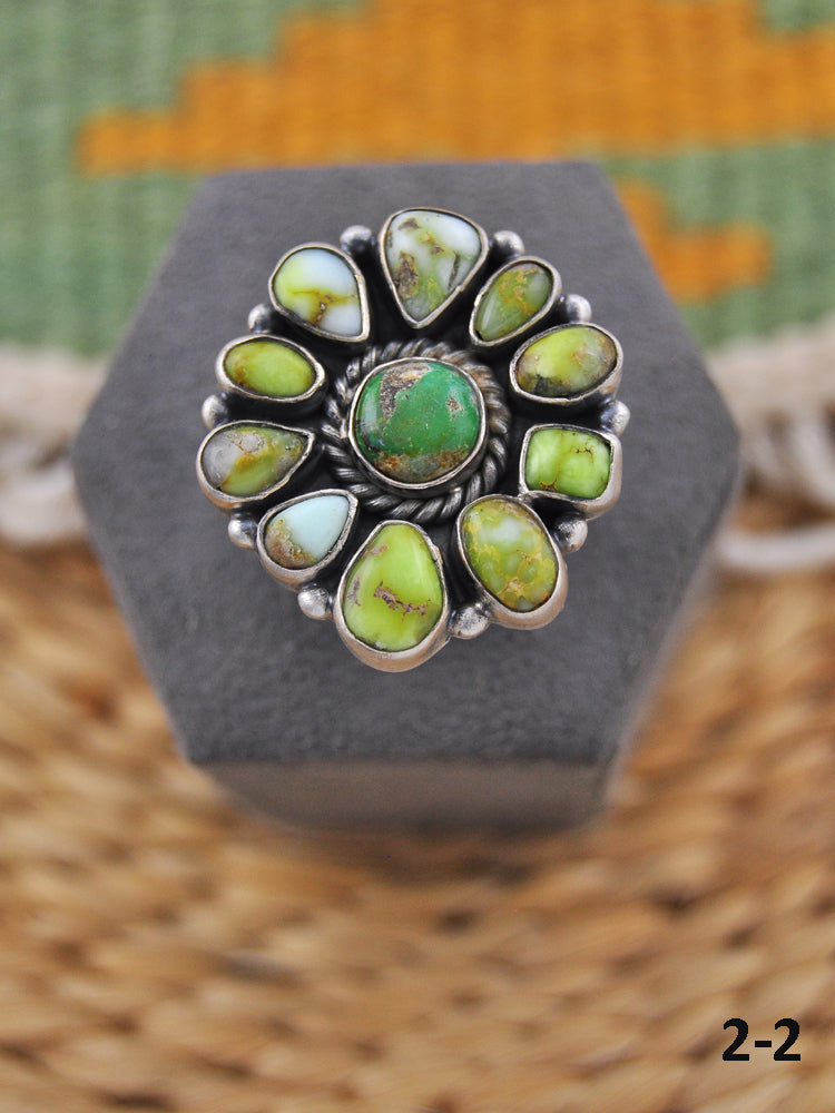 Southwest Made Multi Stone & Sterling Silver Adjustable Ring