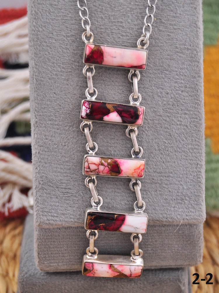 Southwest Made Rose Dahlia & Sterling Silver Necklace