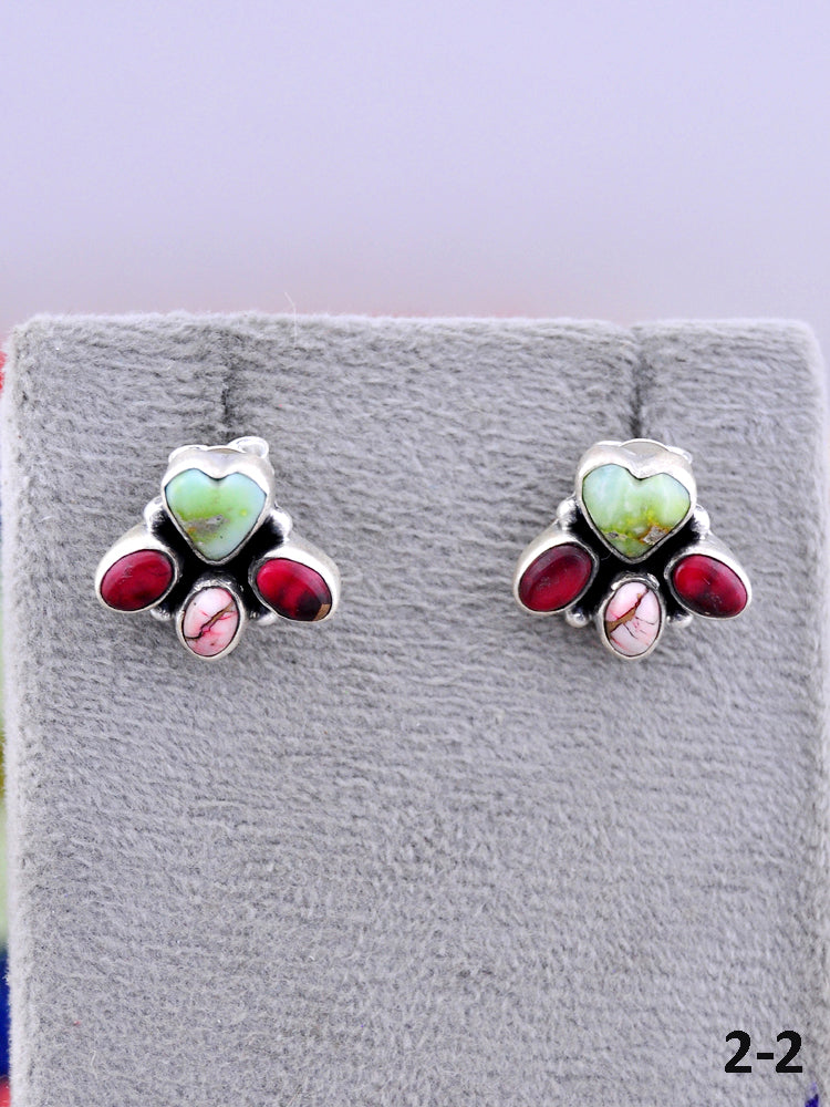 Southwest Made Multistone & Sterling Silver Post Earrings