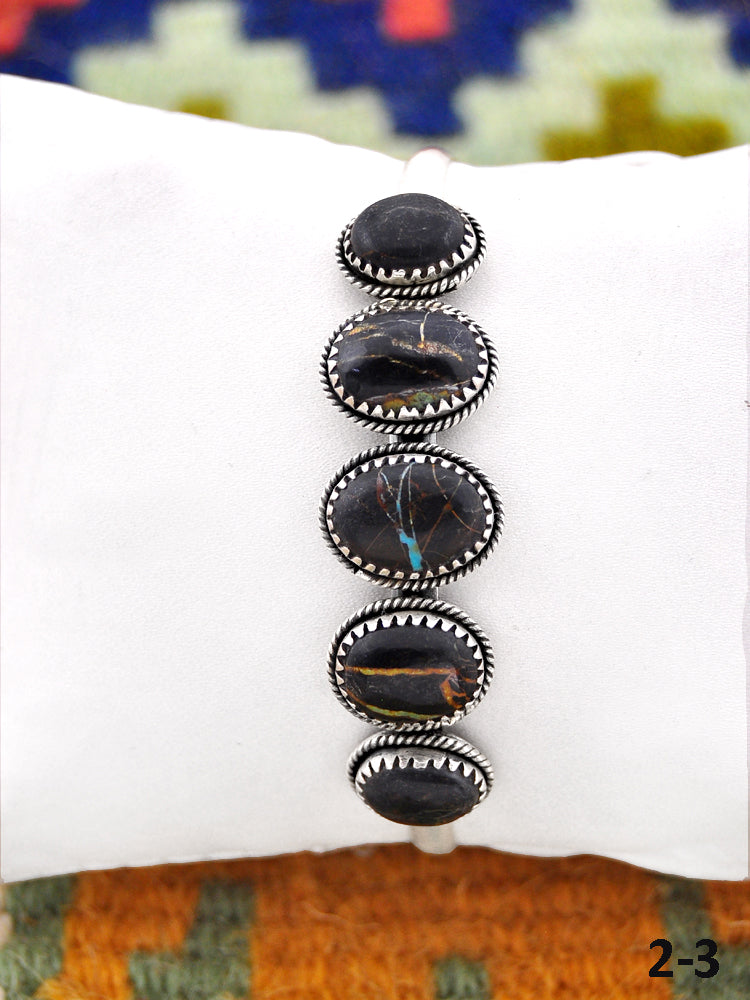 Southwest Handmade Black jack & Sterling Silver Cuff Bracelet