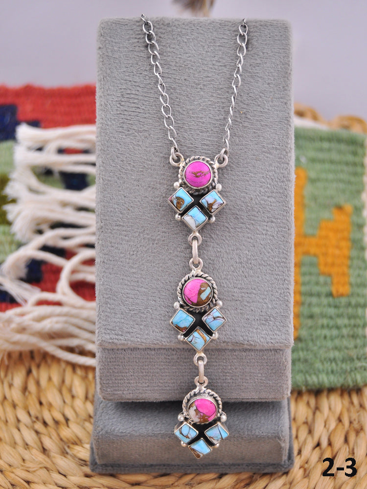 Southwest Made Cotton Candy & Sterling Silver Necklace