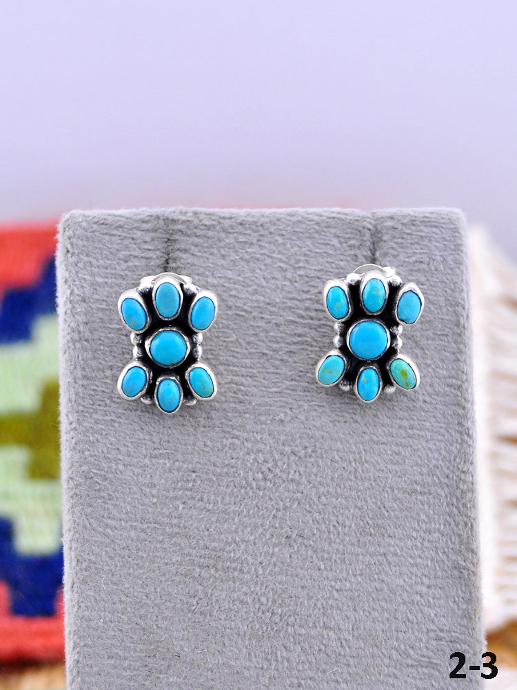 Southwest Made Kingman Turquoise & Sterling Silver Post Earrings