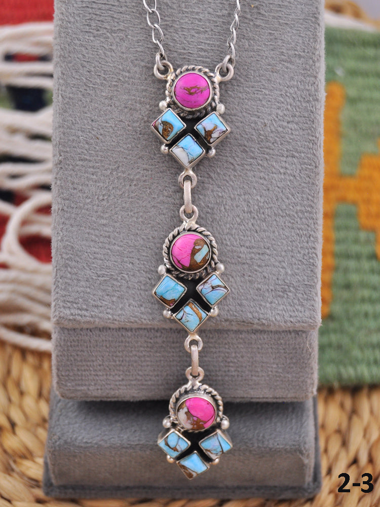 Southwest Made Cotton Candy & Sterling Silver Necklace