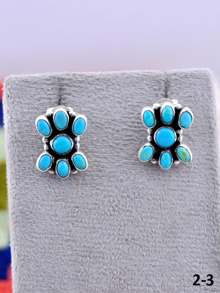 Southwest Made Kingman Turquoise & Sterling Silver Post Earrings