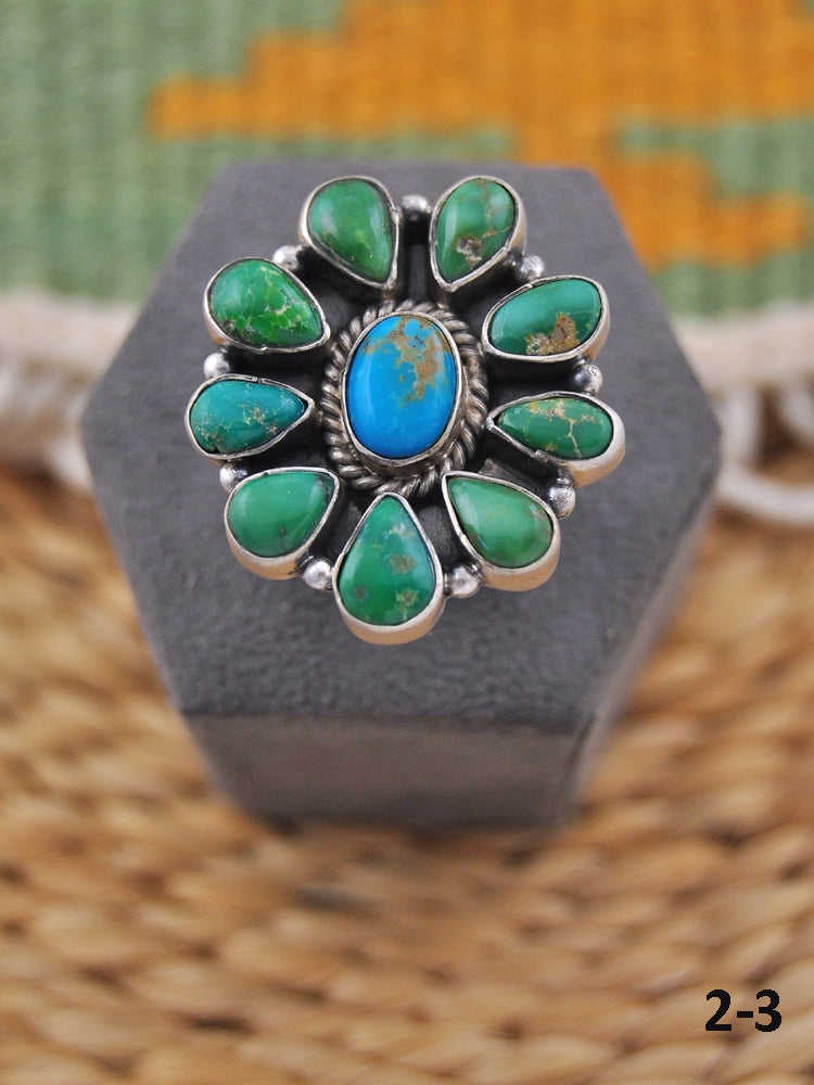 Southwest Made Multi Stone & Sterling Silver Adjustable Ring