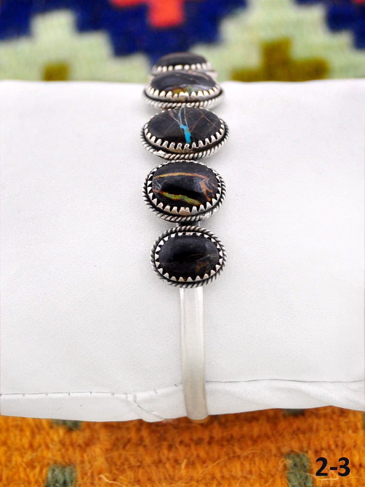 Southwest Handmade Black jack & Sterling Silver Cuff Bracelet