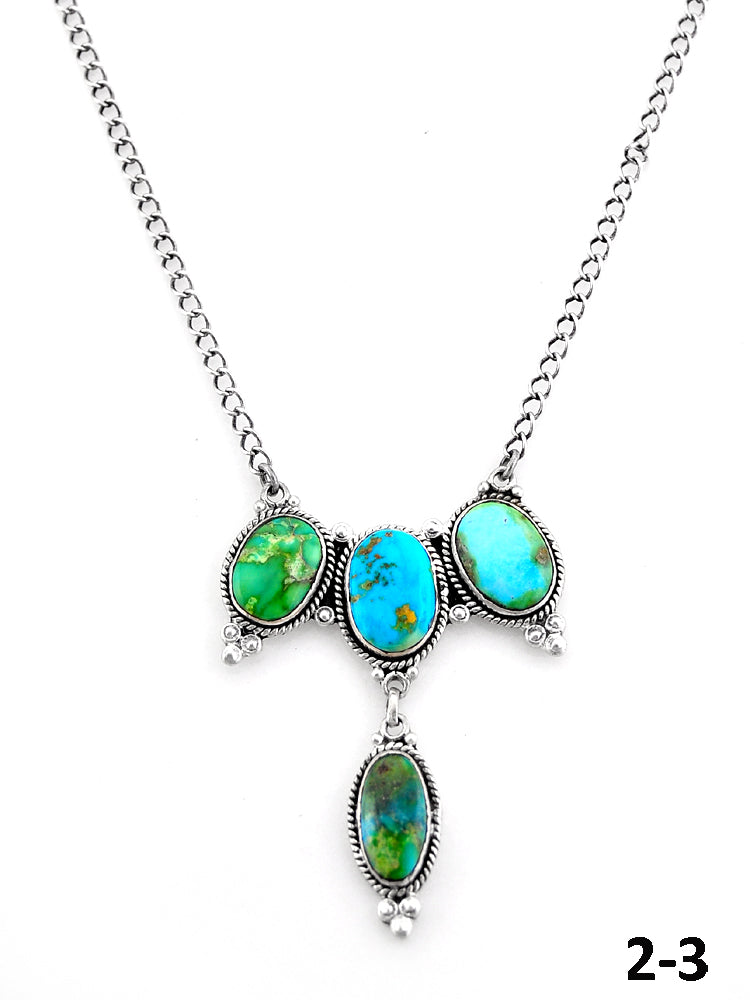 Southwest Handmade Sonoran Mountain Turquoise & Sterling Silver Necklace