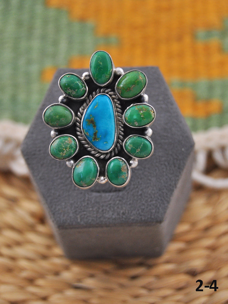Southwest Made Multi Stone & Sterling Silver Adjustable Ring