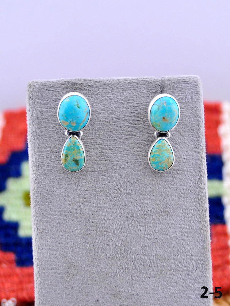 Southwest Made Kingman Turquoise & Sterling Silver Post Earrings