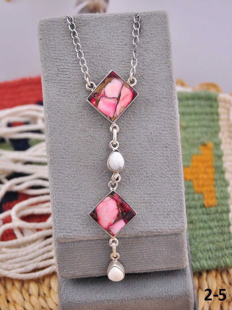 Southwest Made Rose Dahlia & Sterling Silver Necklace