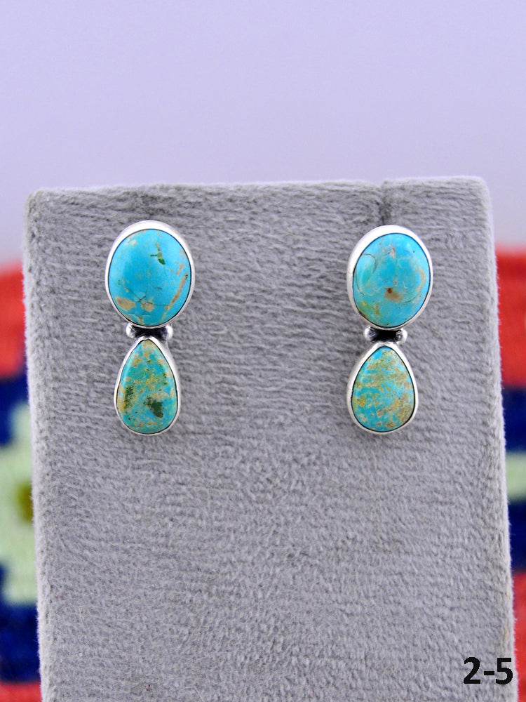 Southwest Made Kingman Turquoise & Sterling Silver Post Earrings