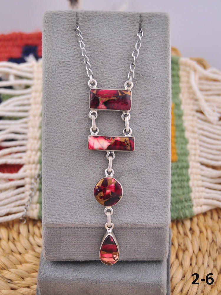 Southwest Made Rose Dahlia & Sterling Silver Necklace
