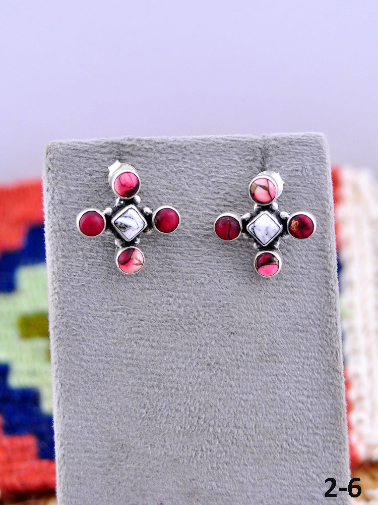 Southwest Made Multistone & Sterling Silver Post Earrings