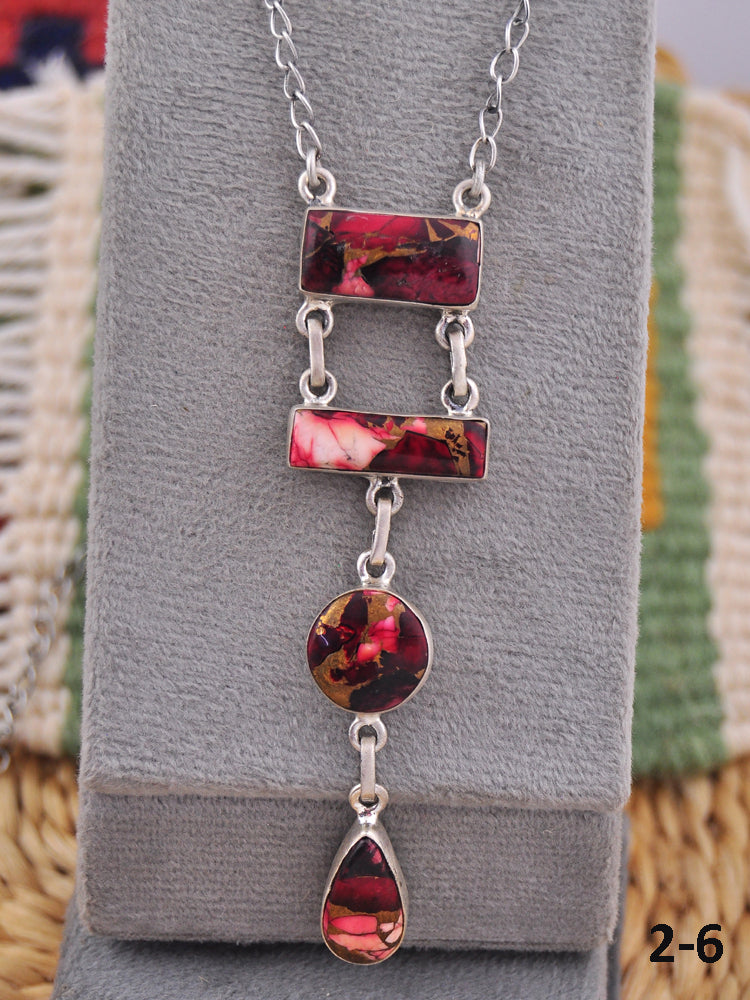 Southwest Made Rose Dahlia & Sterling Silver Necklace