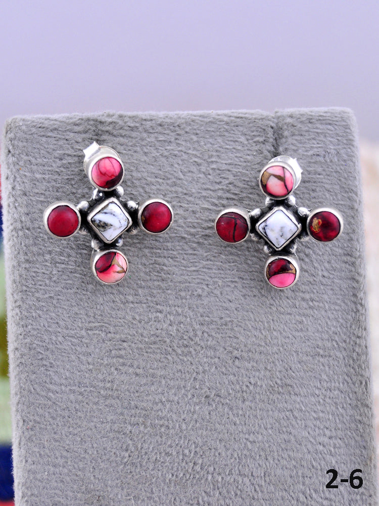 Southwest Made Multistone & Sterling Silver Post Earrings