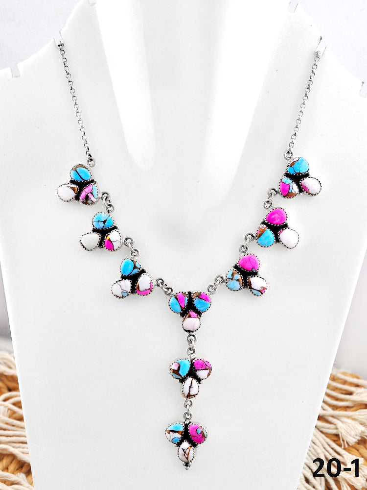Southwest Made Cotton Candy & Sterling Silver Statement Necklace