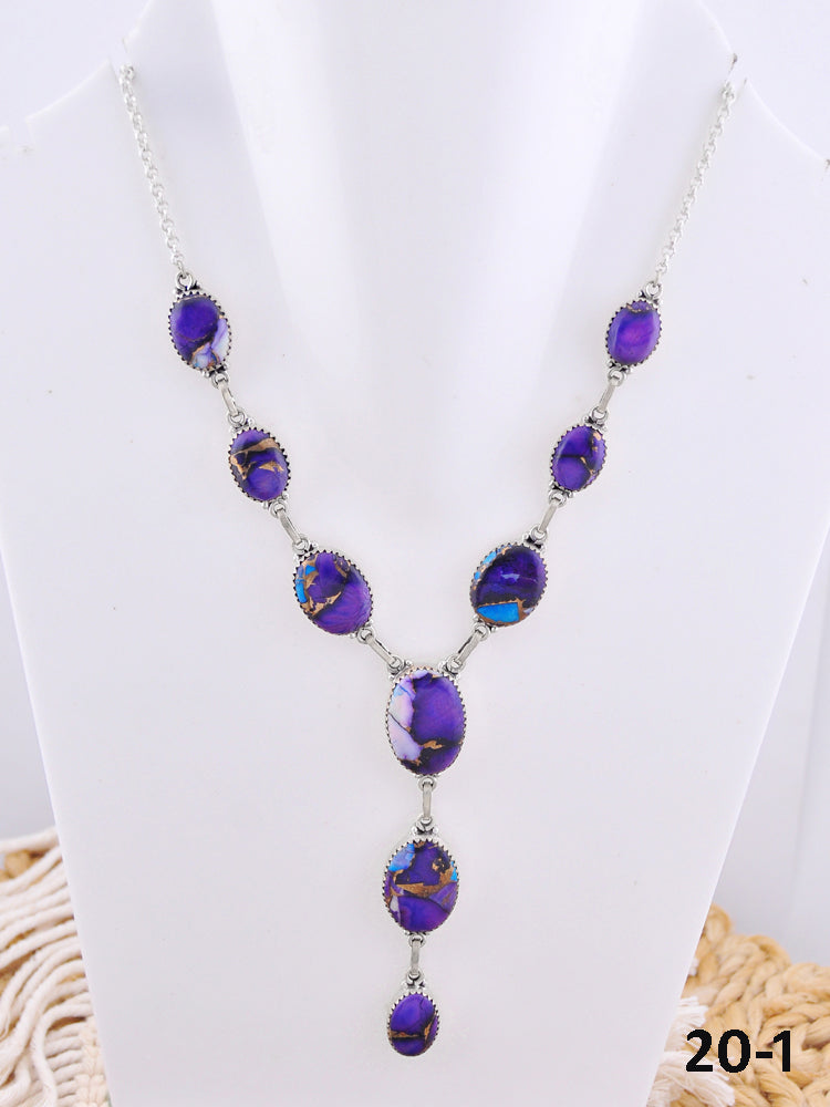 Southwest Made Purple Dahlia & Sterling Silver Necklace