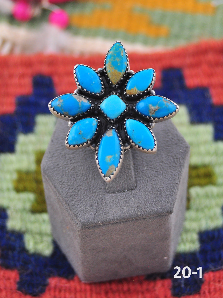 Southwest Made Kingman Turquoise & Sterling Silver Adjustable Ring