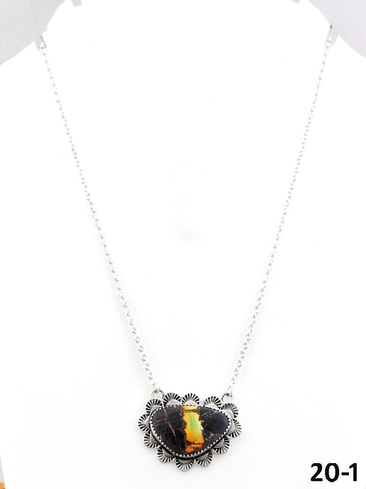 Southwest Made Black Jack Turquoise & Sterling Silver Necklace