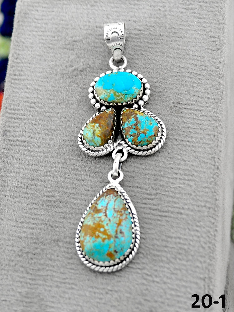 Southwest Handmade #8 Turquoise & Sterling Silver Pendants
