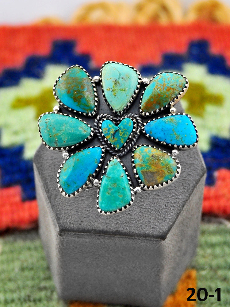 Southwest Handmade Santa Maria Turquoise & Sterling Silver Adjustable Ring