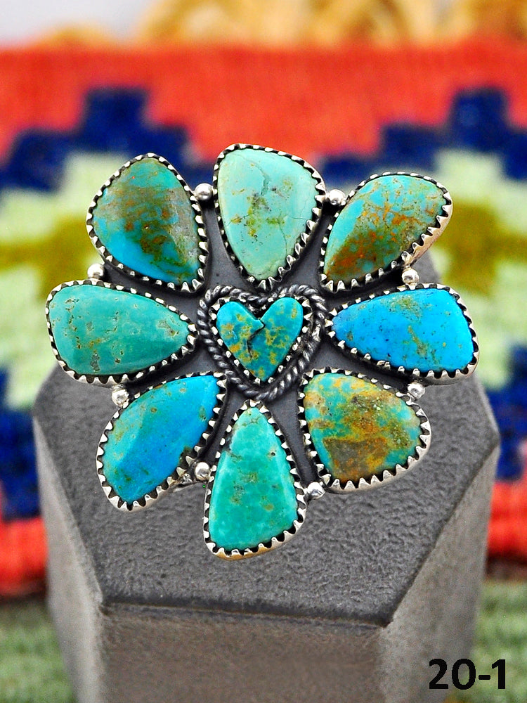 Southwest Handmade Santa Maria Turquoise & Sterling Silver Adjustable Ring