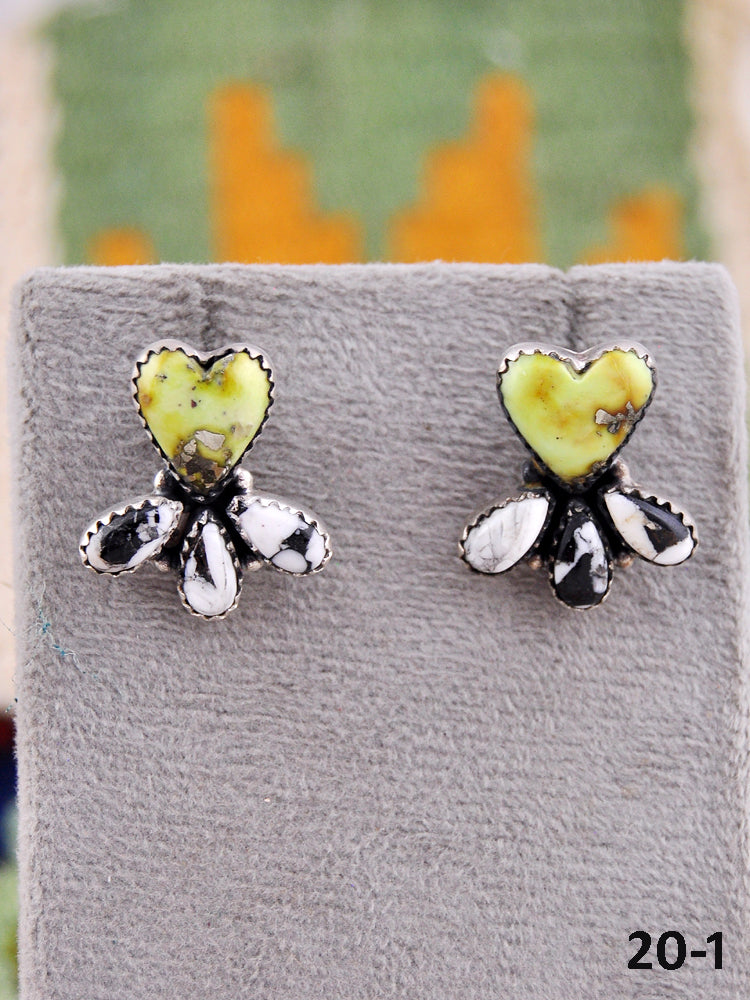 Southwest Made Multi Stone & Sterling Silver Post Earrings