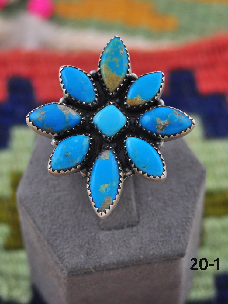 Southwest Made Kingman Turquoise & Sterling Silver Adjustable Ring