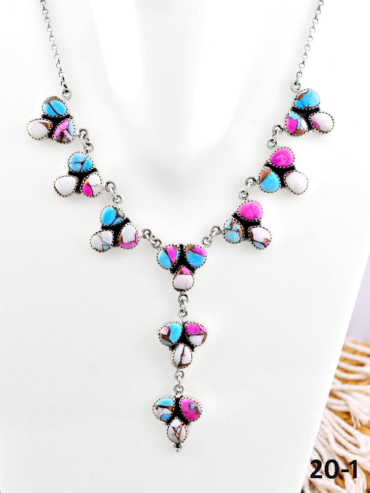 Southwest Made Cotton Candy & Sterling Silver Statement Necklace