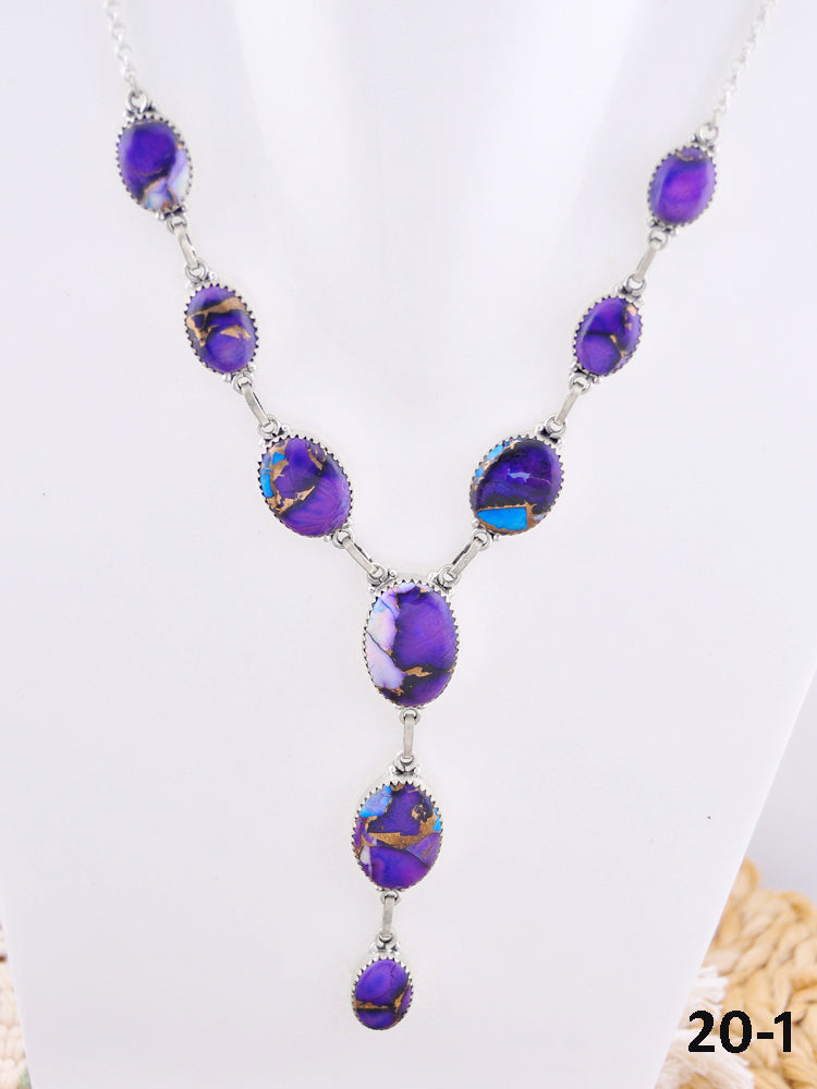 Southwest Made Purple Dahlia & Sterling Silver Necklace