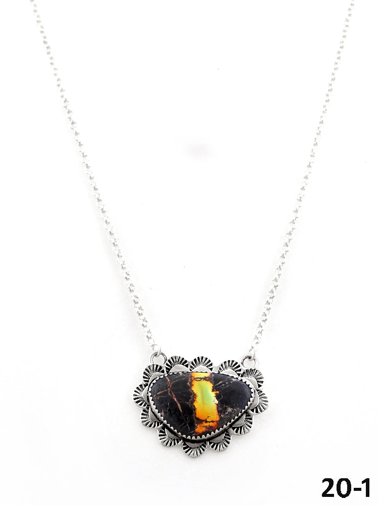 Southwest Made Black Jack Turquoise & Sterling Silver Necklace