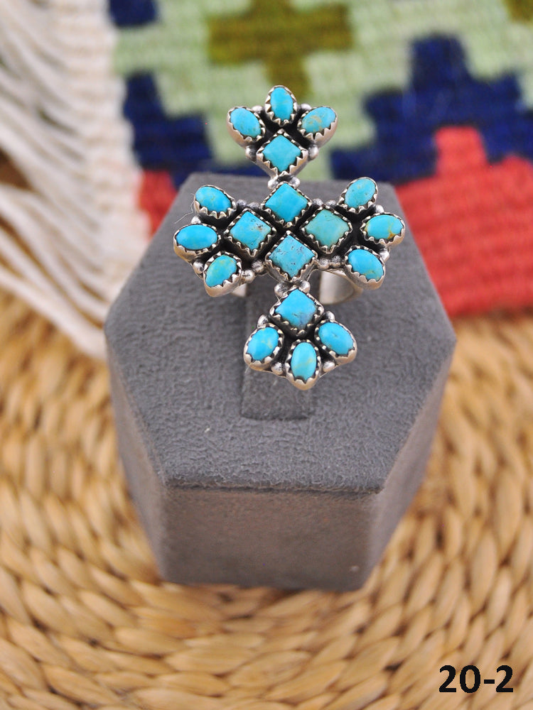 Southwest Handmade Kingman Turquoise & Sterling Silver Adjustable Ring