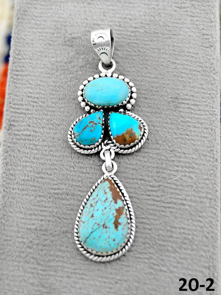 Southwest Handmade #8 Turquoise & Sterling Silver Pendants