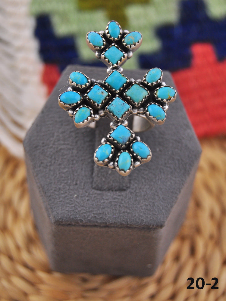 Southwest Handmade Kingman Turquoise & Sterling Silver Adjustable Ring