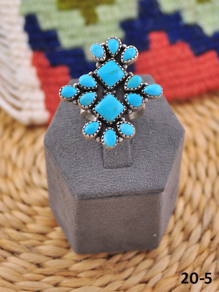 Southwest Handmade Kingman Turquoise & Sterling Silver Adjustable Ring