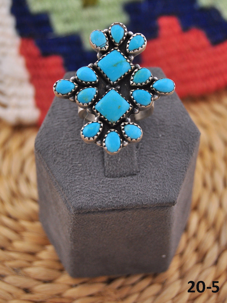 Southwest Handmade Kingman Turquoise & Sterling Silver Adjustable Ring