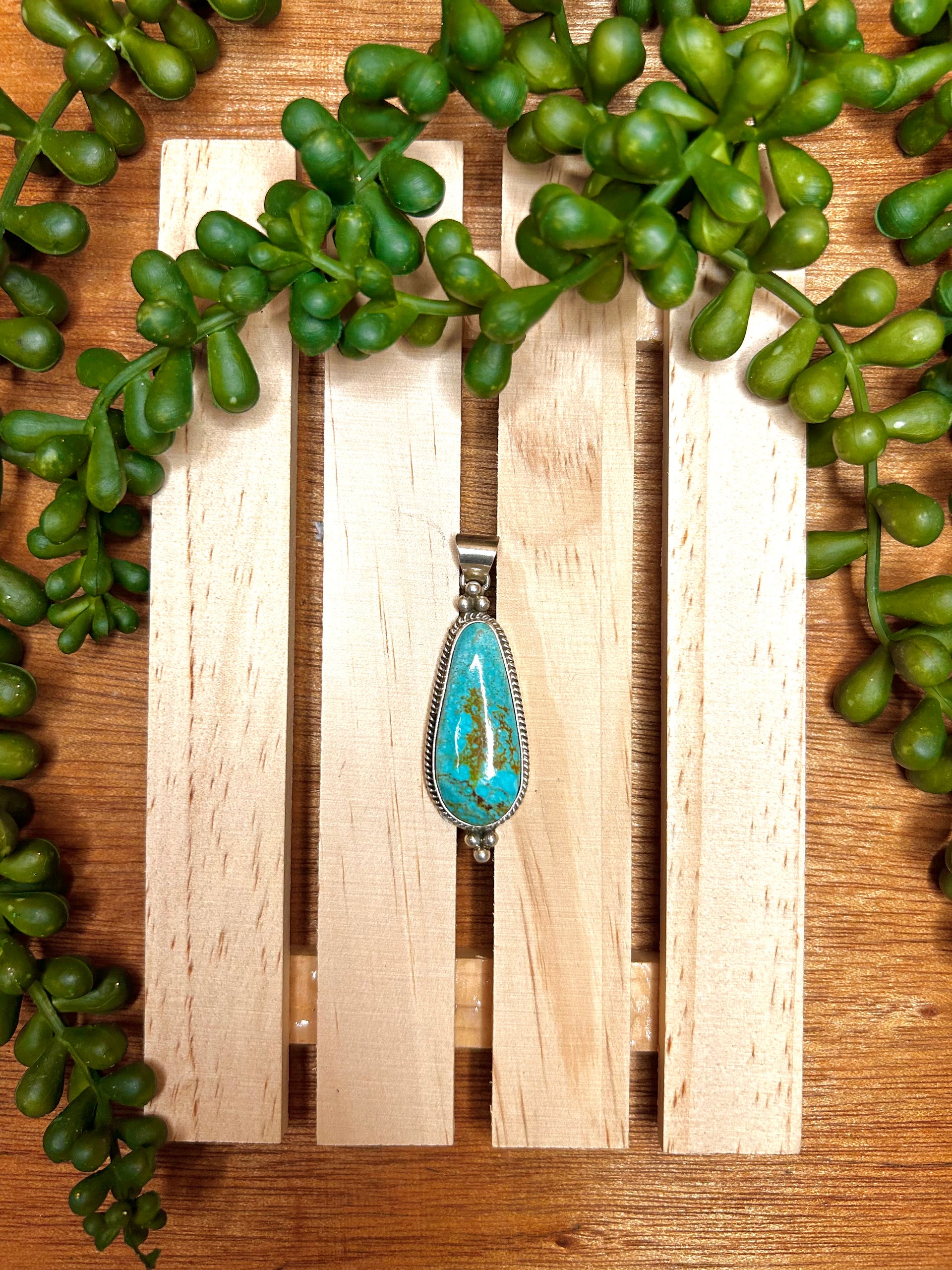 Freda Martinez Kingman Turquoise & Sterling Silver Cluster Pendant
